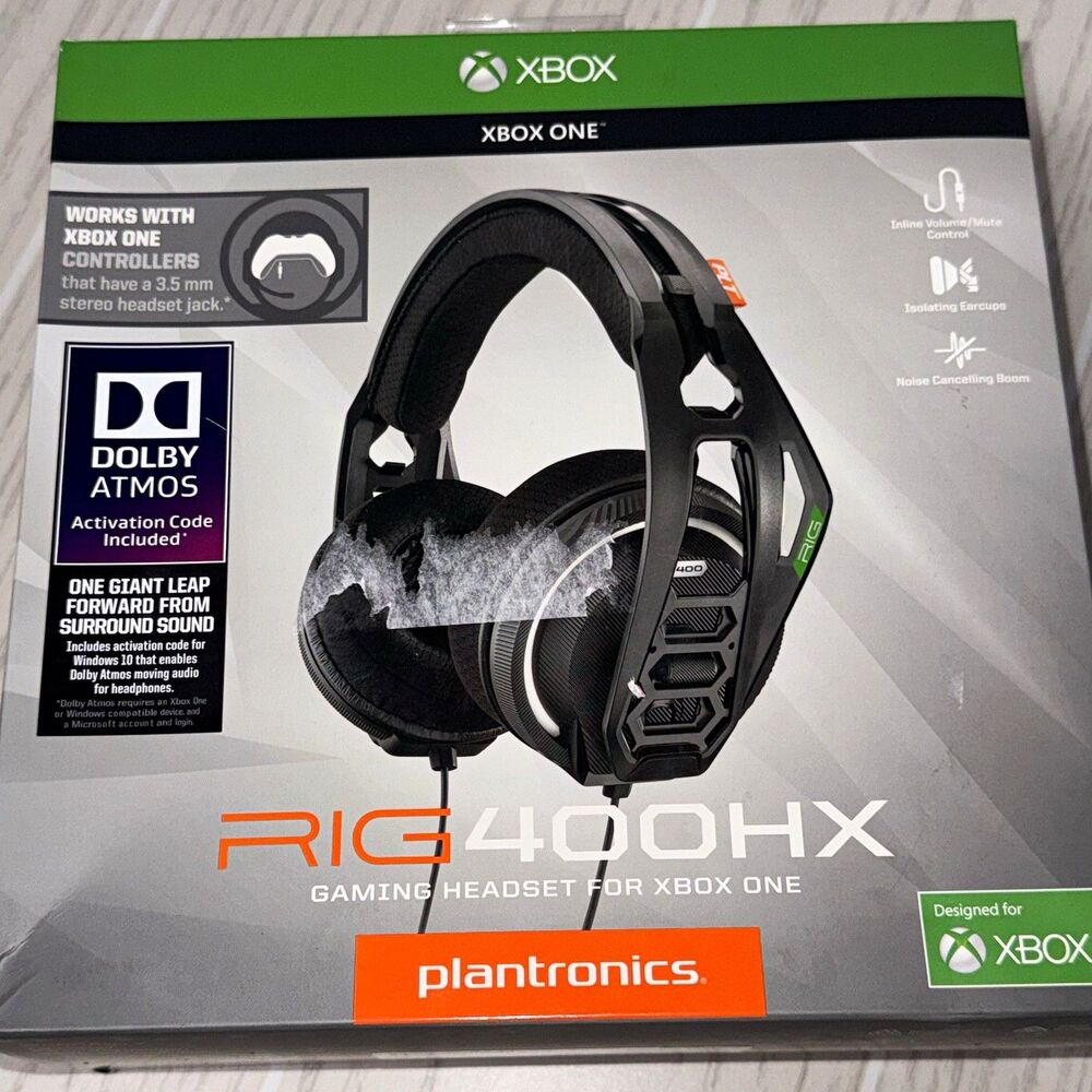 Plantronics RIG 400HX Wired Over-Ear Gaming Headset Black 3.5mm Xbox One NIB